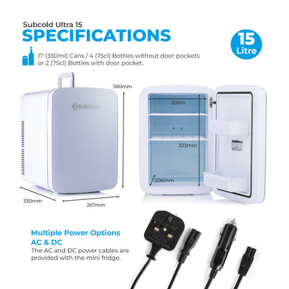 Subcold Ultra 15L Mini Fridge - White | Refurbished