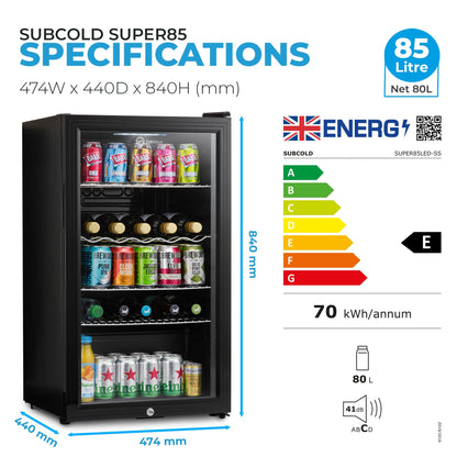Subcold Super 85 LED Beer Fridge - Black | Refurbished