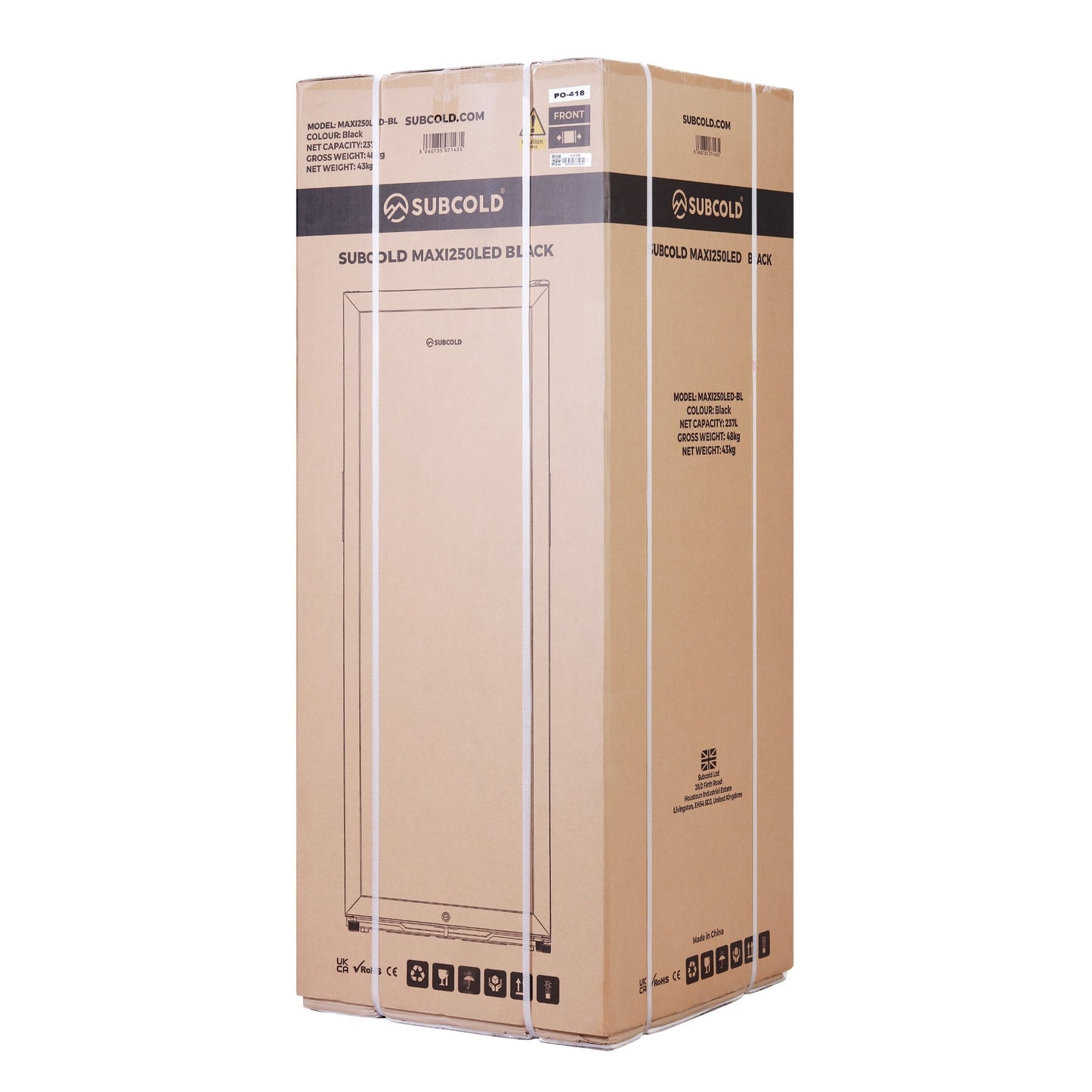 Subcold Maxi250 Tall Drinks Fridge Black